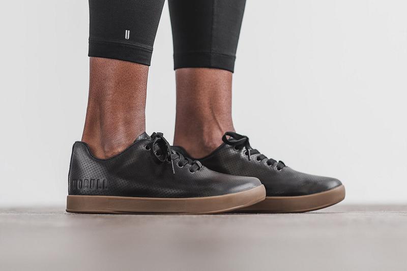 Women's Nobull Gum Leather Trainers Black | SG Z2960U